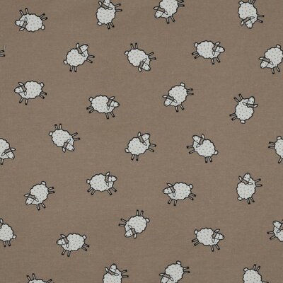 nog 55cm - beige wit schaapjes flanel (op=op) *U