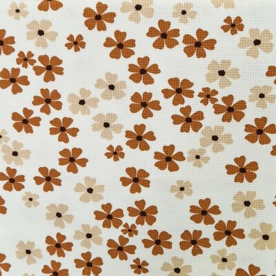 wit beige bruin daisy bloemen Wafel tricot (op=op)