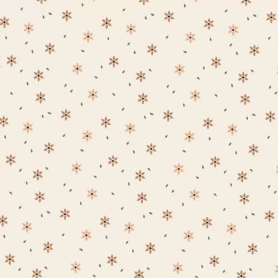 wit (natural) beige camel perzik Sterbloemen digitaal poplin katoen