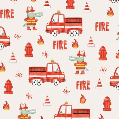 wit rood groen Krokodil Brandweerauto digitale tricot (op=op)