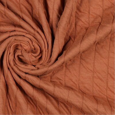 terracotta (cognac) strepen gevoerde tricot (op=op)
