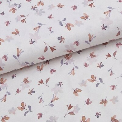 wit (off white) roze-terracotta mauve lila Bloemenblaadjes aquarel digitale - biologische tricot (op=op)