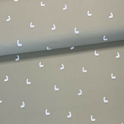 groen (olijf oud) wit Gansjes tricot (op=op)