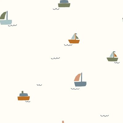 wit (off white) blauw groen cognac ZeilBootjes hydrofiel (op=op)