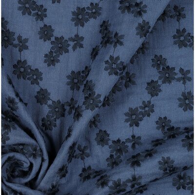 blauw (jeans marine) bloemen broderie hydrofiel