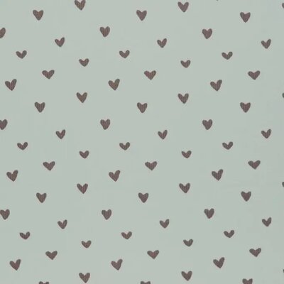 groen (dusty) grijs Hartjes - fijne katoenen Baby rib tricot SOFT (op=op)