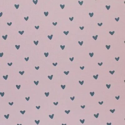 roze (nude) grijs Hartjes - fijne katoenen Baby rib tricot SOFT (op=op)