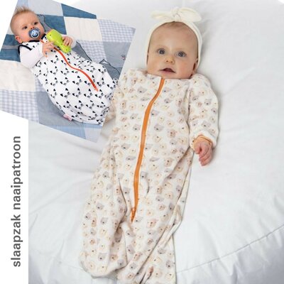 baby slaapzak patroon (lange en korte mouwen) maat 56 t/m 80 - adiy (040)