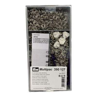 nog 1 - multipac zilver drukknopen - drukkertjes 10mm met hulpstuk - 200 stuks Prym (op=op)