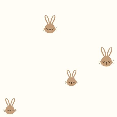 wit (off white) cacao Konijntjes poplin katoen