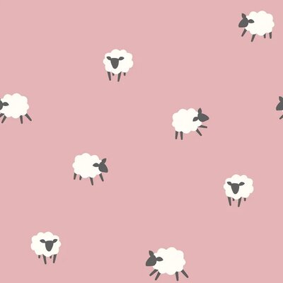 roze (oud) wit schapen schaapjes poplin katoen (op=op)