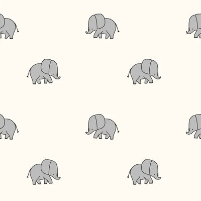 wit (off white) grijs Olifantjes poplin katoen