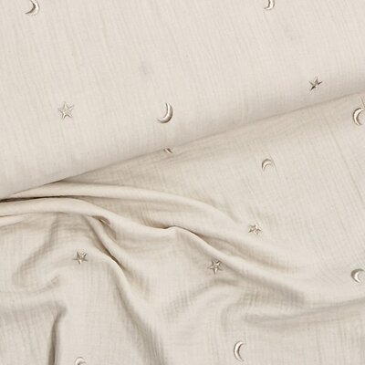 wit (natural) taupe goud Maan en Sterren broderie hydrofiel