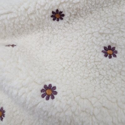 off white pink mauve rust embroidery flowers fur teddy