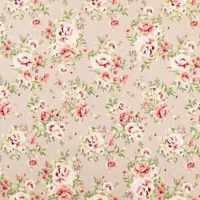 beige (warm) roze Roosjes Mathilda's poplin katoen (op=op)