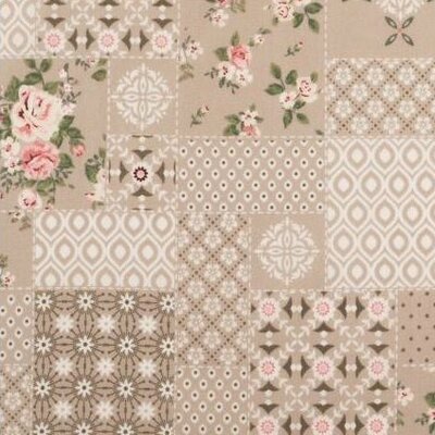beige (warm) roze off white Roosjes Patchwork Mathilda's poplin katoen (op=op)