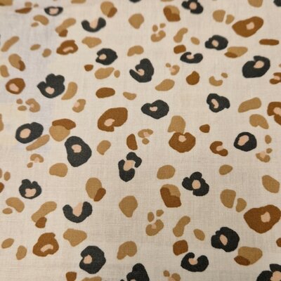 beige (natural) bruin cacao Luipaard print GECOAT katoen (op=op)