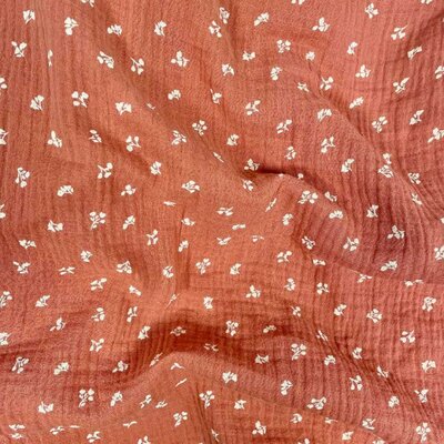 terracotta (licht) wit kleine bloemetjes hydrofiel