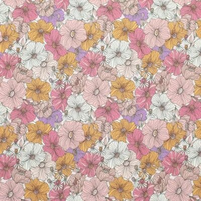 off white orange lilac fuchsia nude pink flowers Blossom digital jersey