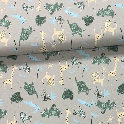 beige groen licht camel licht blauw Schattige Wilde dieren tricot (op=op)