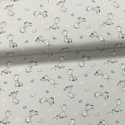 beige wit geel groen Girafjes tricot (op=op)