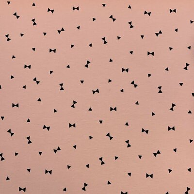 roze (poeder zalmkleur) triangeltjes - strikken - tricot