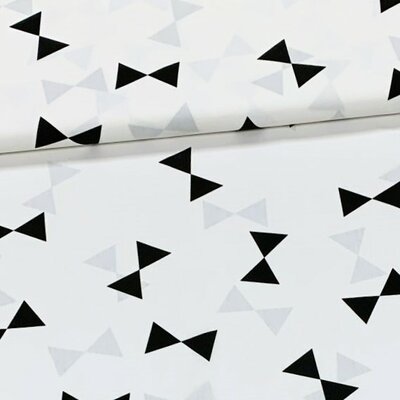 wit zwart reuzen triangel - strik - strikken poplin katoen