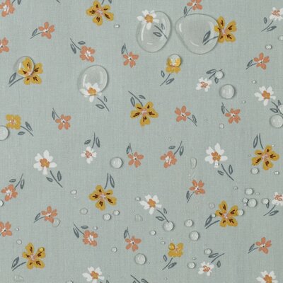 groen (vintage) wit beige geel vrolijke bloemen digitaal GECOAT katoen (op=op)