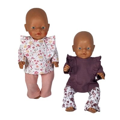 Flared broekje en Tuniek met roezels Poppen naaipatroon