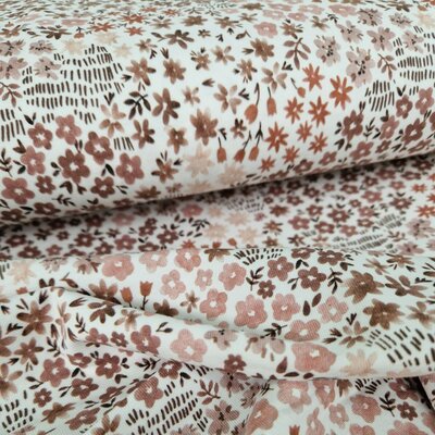 off white pink old mauve taupe flowers digital jersey
