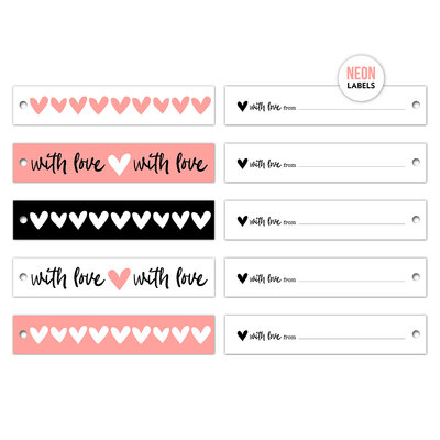 Neon Ribbon cadeaulabels set 5