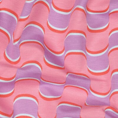 roze (lila blush) paars terracotta wit Abstracte Golfjes - french terry (op=op)