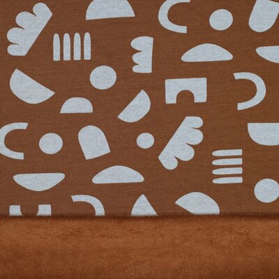 cacao licht grijs Geo Figuren alpenfleece - knuffel sweat (op=op)