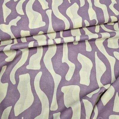 wit (natural) lila Abstract digitale voile katoen