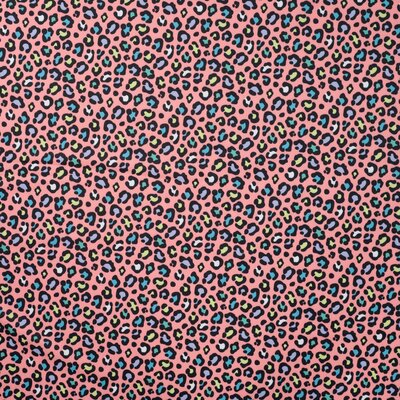 roze geel blauw zwart lila mint groen Panter print lycra sport- en zwemkleding stof (op=op)