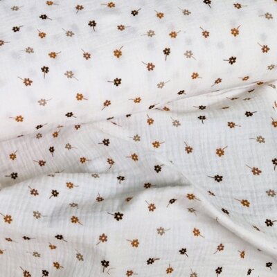 wit (off white) beige bruin Bloemetjes hydrofiel