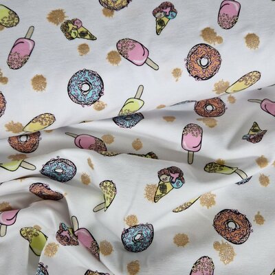 wit blauw roze geel perzik glitter goud ijsjes en donuts -  glitter tricot (op=op)