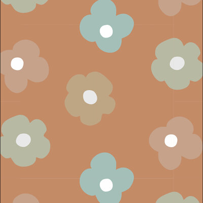 perzik vintage mint groen beige caramelGrote Bloem - french terry (op=op)