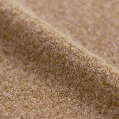 camel melange boucle fabric curly teddy