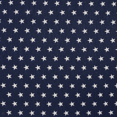 blauw (donker) wit middel ster poplin katoen (op=op)
