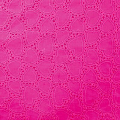 roze (fuchsia) Hartjes met gaatjes broderie katoen (op=op)