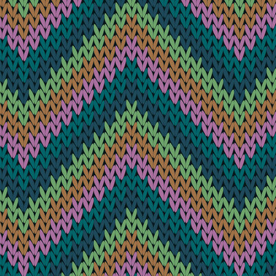 groen (petrol) oud lila caramel ZigZag - french terry (op=op)