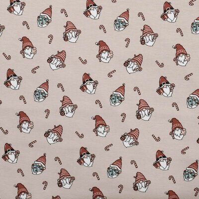 beige bruin wit Kerst Kabouter met Snoep x-mas - tricot (op=op)