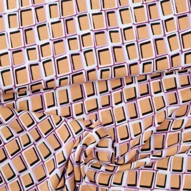 perzik lila wit zwart Vierkantjes Radiance Viscose  (op=op)