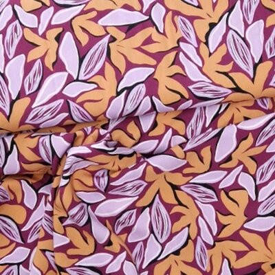 perzik lila wit zwart Bladeren Radiance Viscose  (op=op)