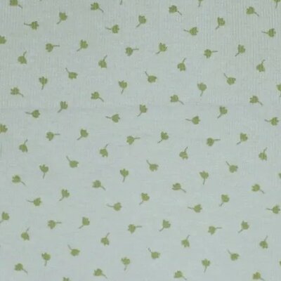 groen (dusty) Klavertjes - fijne katoenen Baby rib tricot SOFT (op=op)