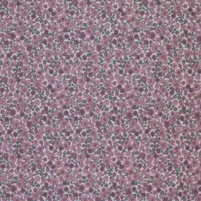 roze (nude) oud lila framboos Lieve Kleine bloemen - digitaal fijne katoenen Baby rib tricot SOFT (op=op)