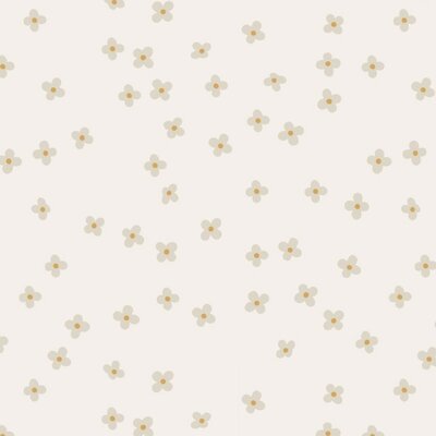 wit beige geel Margriet bloemen digitaal katoen (op=op)