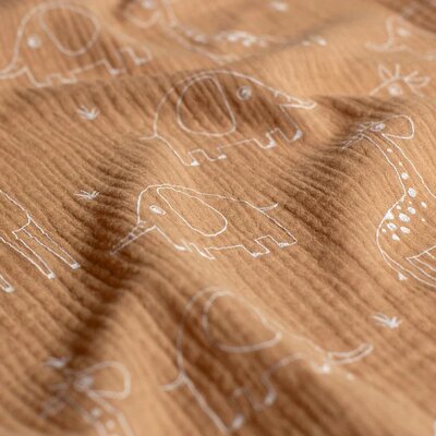 perzik wit getekende Jungle Dieren Olifant Giraf hydrofiel 