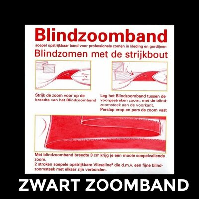 zwart blindzoomband vlies strijkbaar Antex 30 mm x 5 mtr